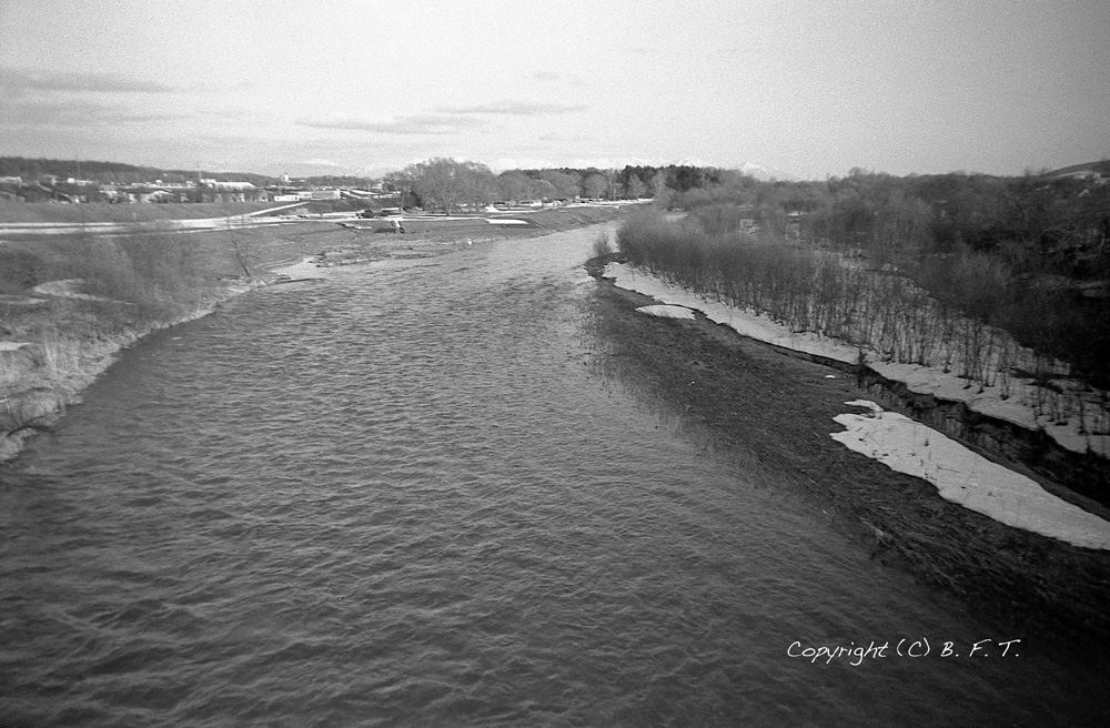 雪解け水で溢れる美瑛川　撮りっきりコニカもっとMini（改造版）